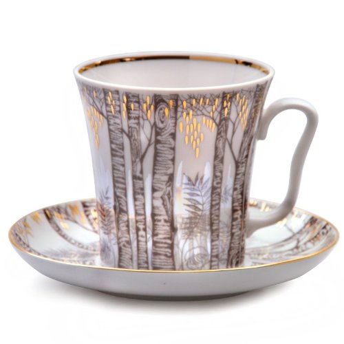 Imperial / Lomonosov Porcelain 'Snowmelt' Mug w/ Saucer