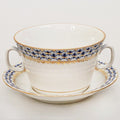 Imperial / Lomonosov Porcelain Soup Cup w/ Saucer 'Cobalt Net'
