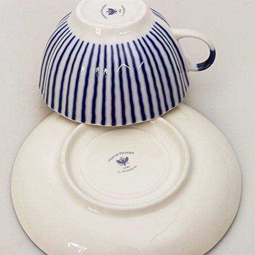 Imperial / Lomonosov Porcelain Teacup and Saucer Set 'Frenchman'