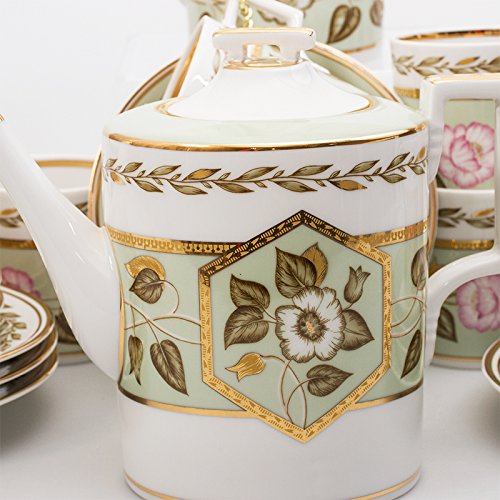 Imperial/Lomonosov Porcelain 20-Piece Tea Set for 6 Persons"Jade Backdrop"