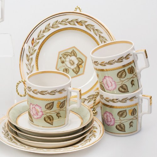 Imperial/Lomonosov Porcelain 20-Piece Tea Set for 6 Persons"Jade Backdrop"