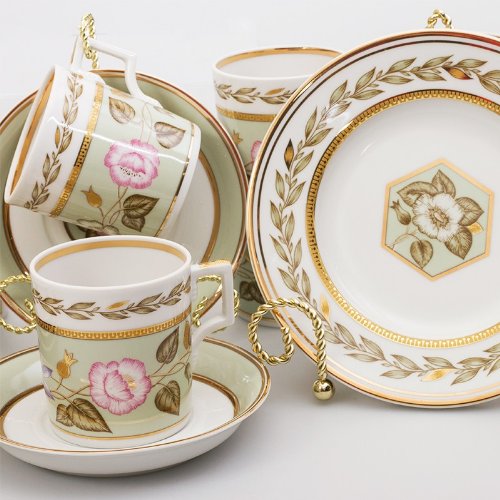 Imperial/Lomonosov Porcelain 20-Piece Tea Set for 6 Persons"Jade Backdrop"