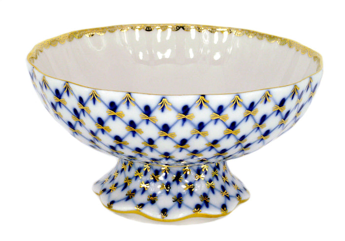 Imperial/Lomonosov Porcelain Candy Dish Cobalt Net