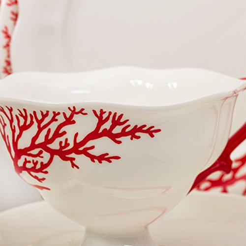 Imperial/Lomonosov Porcelain Tea Set 20 pc. for 6 persons 'Coral'