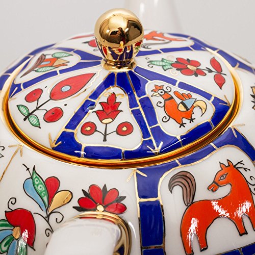 Imperial/Lomonosov Porcelain Teapot Russian Lubok 2 Liters