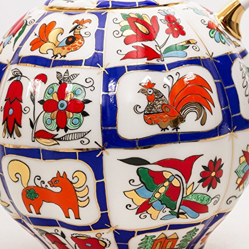 Imperial/Lomonosov Porcelain Teapot Russian Lubok 2 Liters