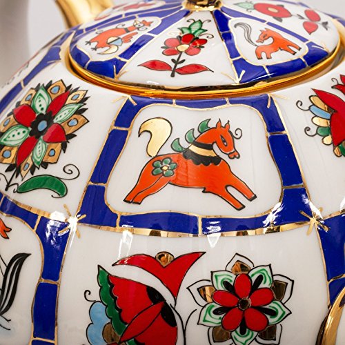 Imperial/Lomonosov Porcelain Teapot Russian Lubok 2 Liters