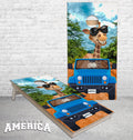 Jeep with Giraffe Driving sunglasses on dice cornhole boards
