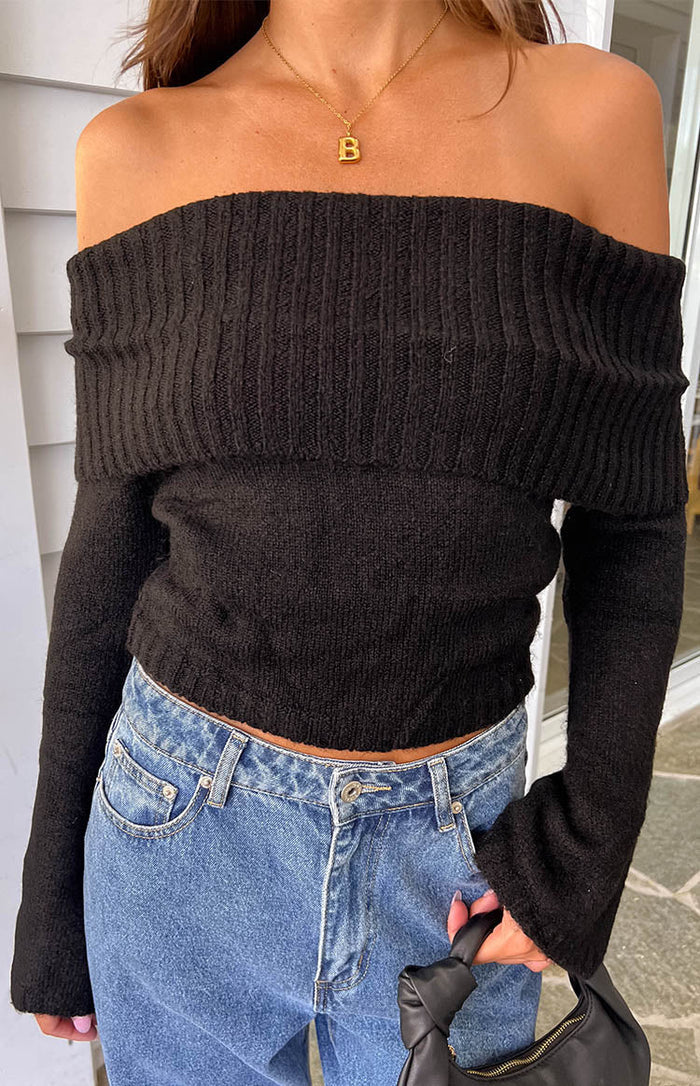 Joey Black Off Shoulder Sweater