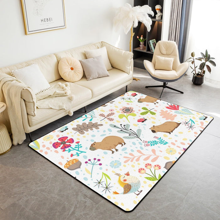 Kawaii Cute Capybara Washable Area Rug