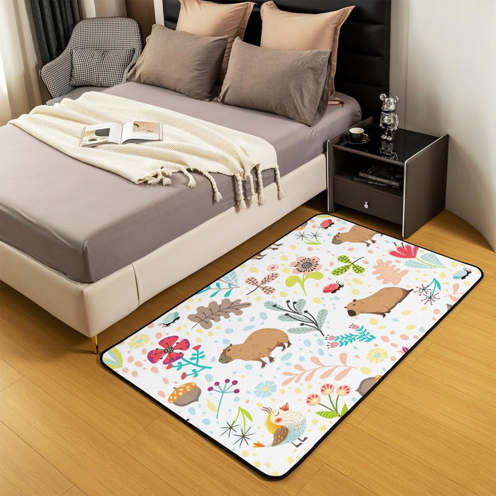 Kawaii Cute Capybara Washable Area Rug