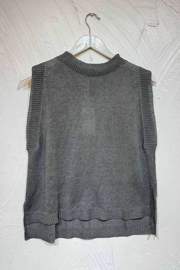 Knits by Blue - Lula Sleeveless Linen Vest in Smoke
