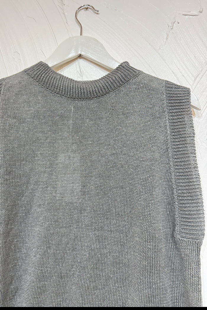 Knits by Blue - Lula Sleeveless Linen Vest in Smoke