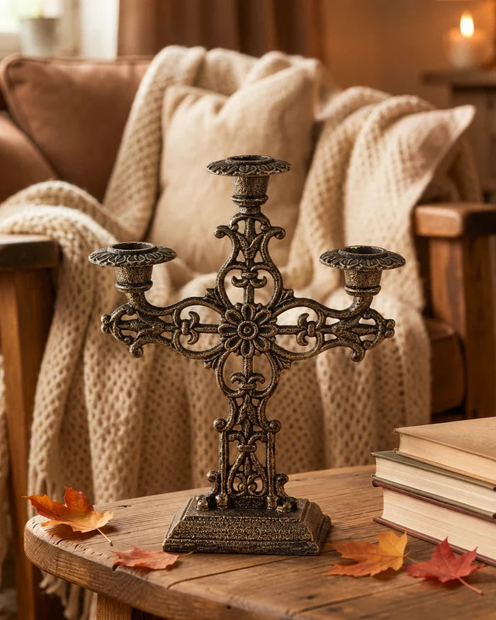 Lattice - Cast Iron 3 Arm Candelabra