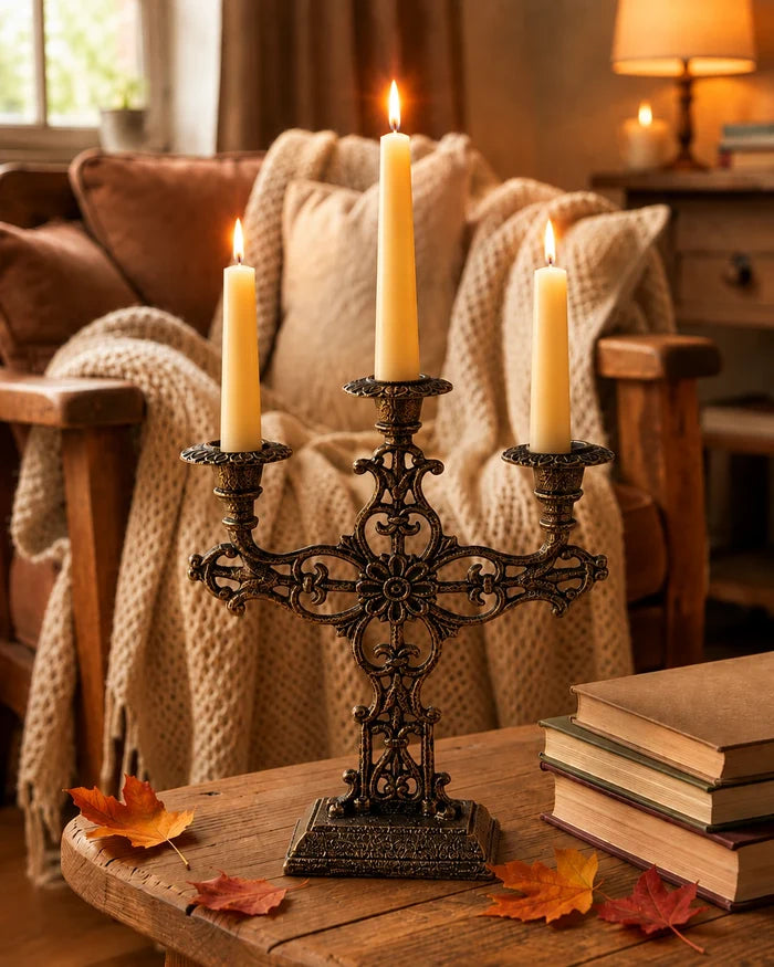Lattice - Cast Iron 3 Arm Candelabra