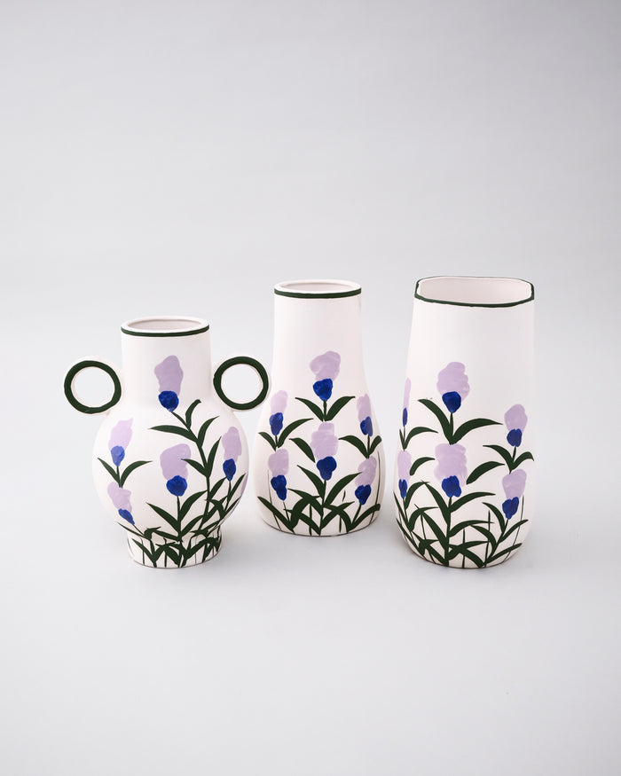 Lavender Bloom Hand Painted Flower Vase