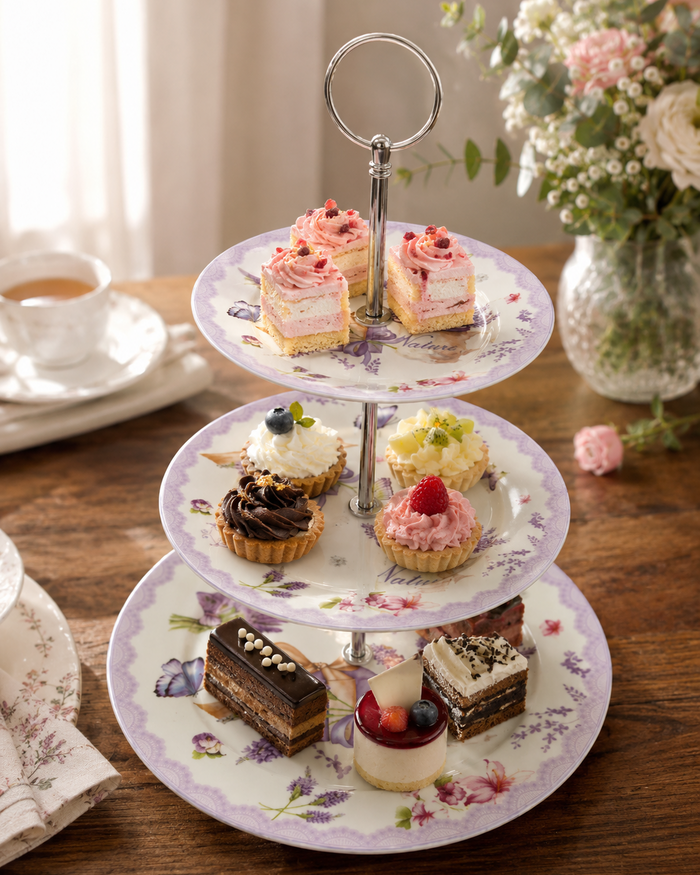 Lavender Floral 3-Tier Cake Stand