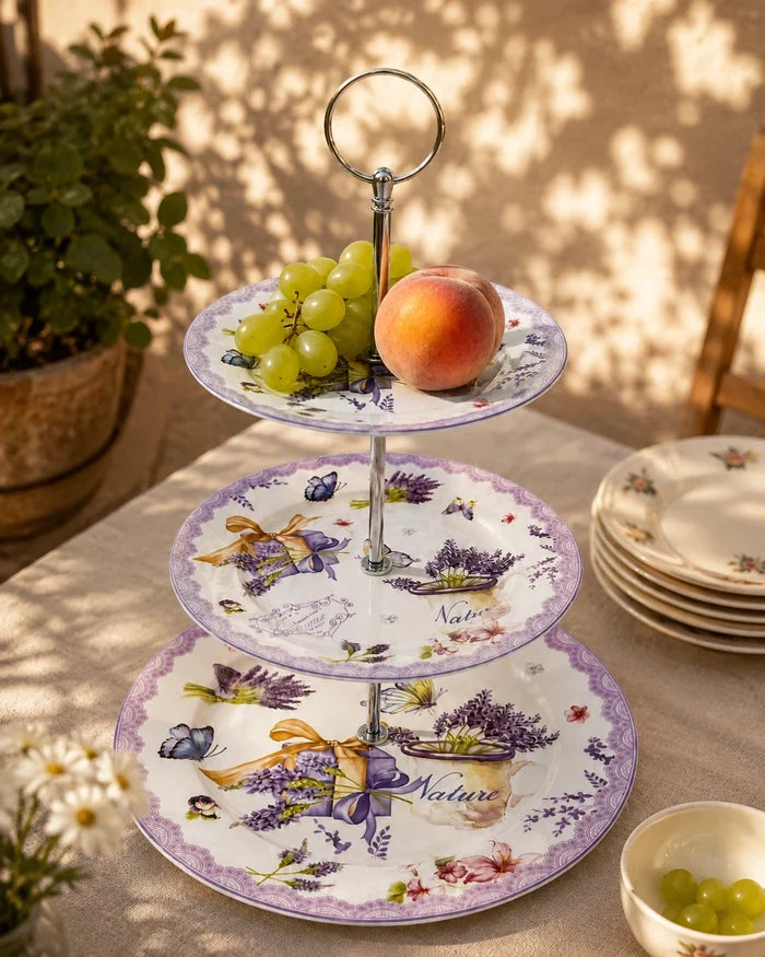 Lavender Floral 3-Tier Cake Stand