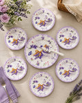 Lavender Floral Cake Plates - Set Of 8