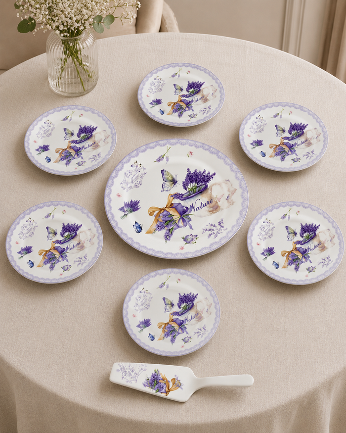 Lavender Floral Cake Plates - Set Of 8