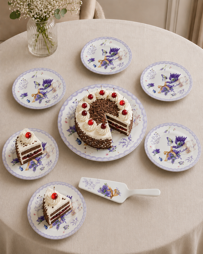 Lavender Floral Cake Plates - Set Of 8