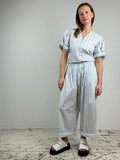 Les Filles Stripe Wide Leg Cotton Trousers