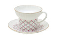 Lomonosov Bone China Porcelain Espresso Coffee Cup and Saucer Wave Pink Net 5.24 oz/155 ml
