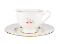 Lomonosov Bone China Tea Set Cup and Saucer Aisedora Cranberry 8.1 oz/240 ml