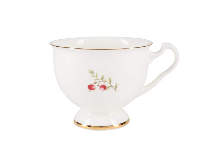 Lomonosov Bone China Tea Set Cup and Saucer Aisedora Cranberry 8.1 oz/240 ml