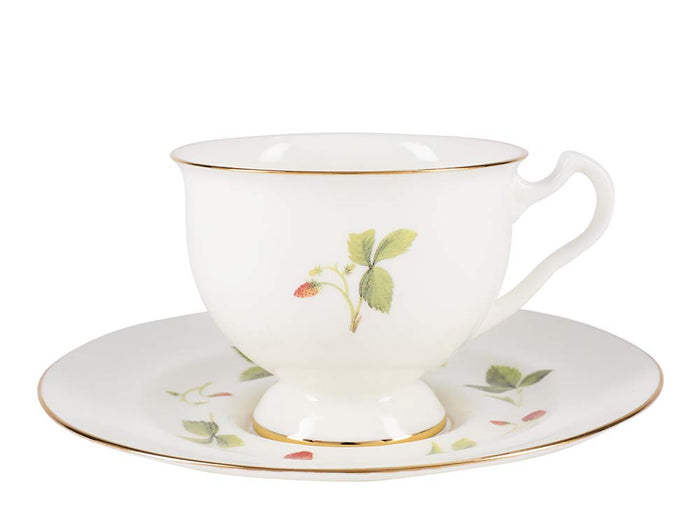 Lomonosov Bone China Tea Set Cup and Saucer Aisedora Wild Strawberry 8.1 oz/240 ml