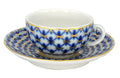 Lomonosov Imperial Porcelain Espresso Coffee Tea Cup with Saucer Cobalt Net