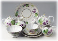 Lomonosov Imperial Porcelain Tea Set, Tulip Forest Violets Pattern, 24 Pieces