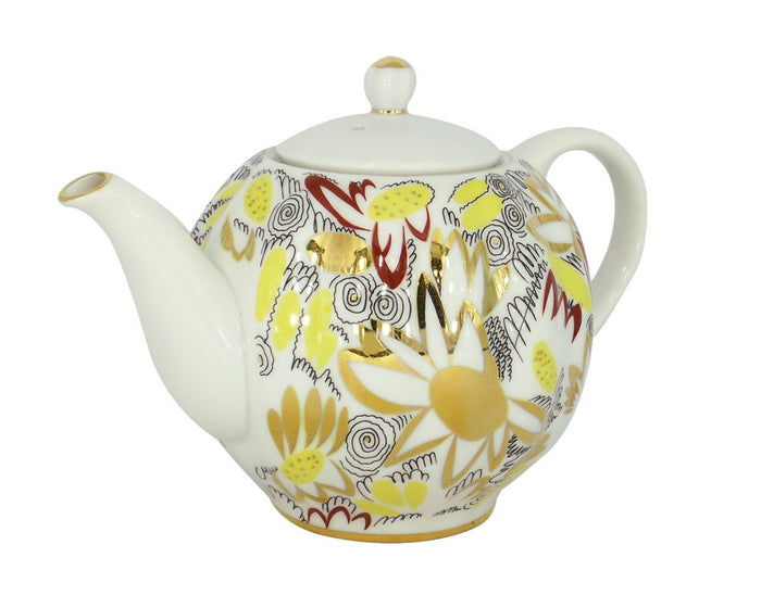 Lomonosov Imperial Porcelain Teapot 20 oz/600 ml (Golden Daisy)