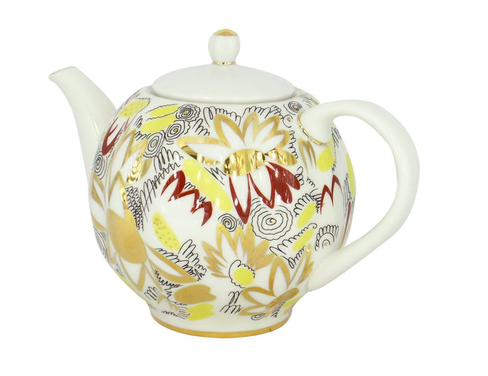 Lomonosov Imperial Porcelain Teapot 20 oz/600 ml (Golden Daisy)