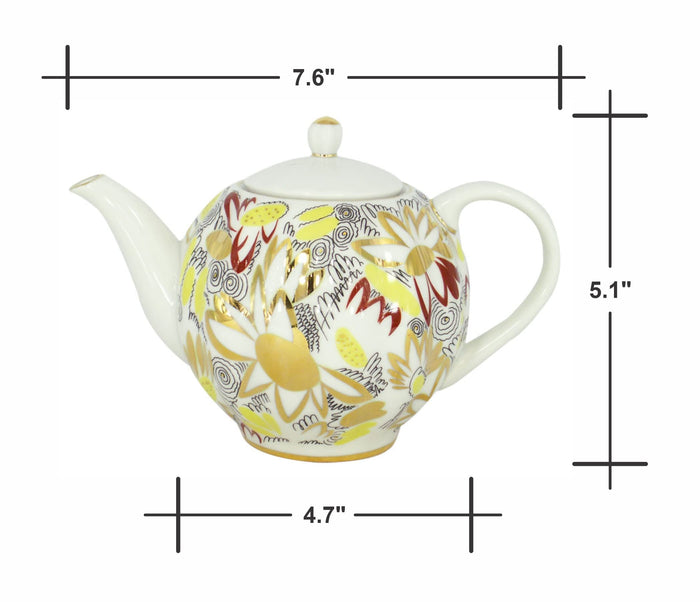 Lomonosov Imperial Porcelain Teapot 20 oz/600 ml (Golden Daisy)
