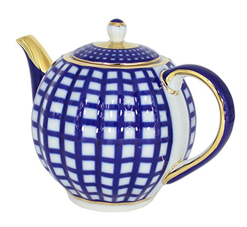 Lomonosov Porcelain 3 Cups Tea Pot 20 oz/600 ml Cobalt Cell