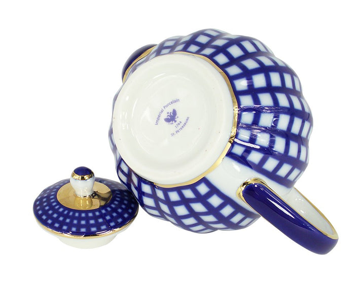 Lomonosov Porcelain 3 Cups Tea Pot 20 oz/600 ml Cobalt Cell
