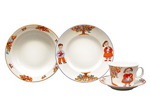 Lomonosov Porcelain Baby Set: Cup, Saucer, Plate, Bowl Miracle Tree