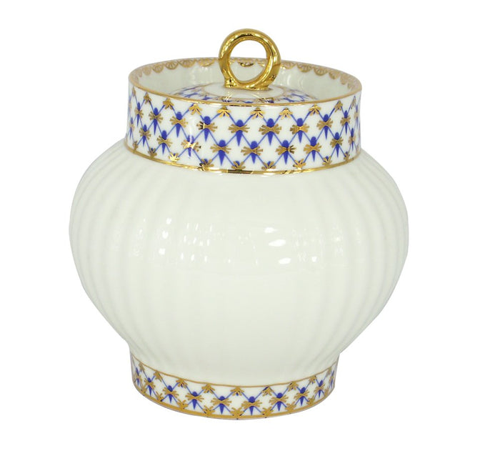 Lomonosov Porcelain Bone China Cobalt Net Sugar Bowl Shape Wave