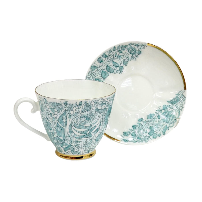 Lomonosov Porcelain Bone China Coffee/Tea Set 6.8 oz/200 ml Green Summer 2pc