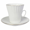 Lomonosov Porcelain Bone China Set Coffee Cup and Saucer Golden Edge Dandelion 5.9 oz/175 ml