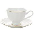 Lomonosov Porcelain Bone China Set Tea Cup and Saucer Nega Golden Ribbon 7.4 oz/220 ml