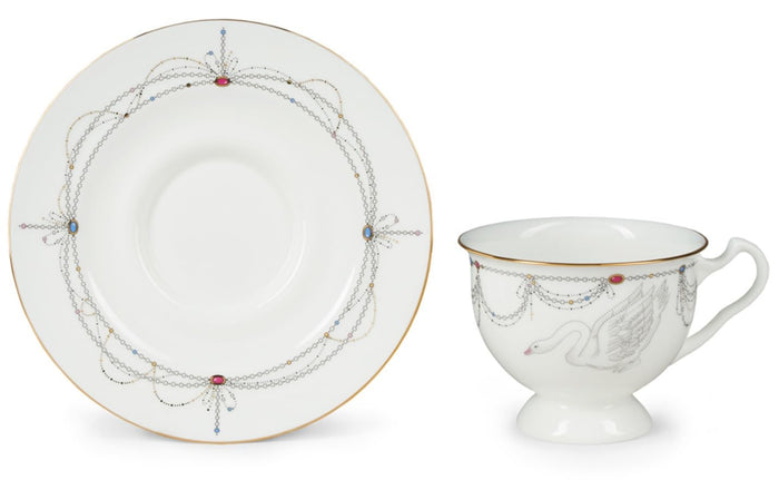 Lomonosov Porcelain Bone China Tea Cup and Saucer Ballet Swan Lake 8.12 fl.oz/240 ml