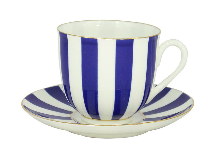 Lomonosov Porcelain Bone China Tea/Coffee Cup and Saucer Cobalt Blue Yes and No 6 oz/180 ml