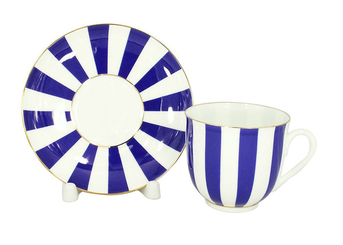 Lomonosov Porcelain Bone China Tea/Coffee Cup and Saucer Cobalt Blue Yes and No 6 oz/180 ml