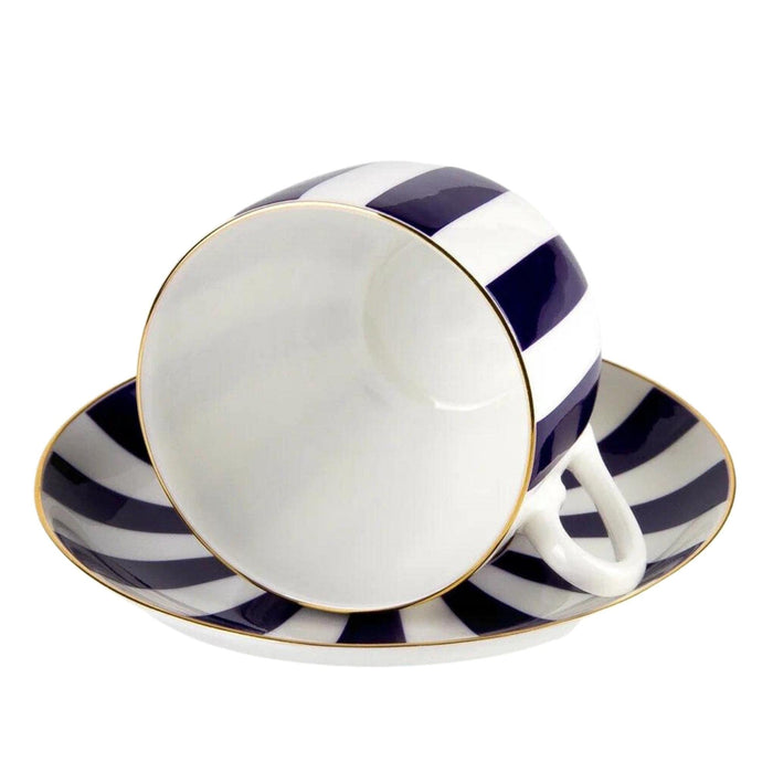 Lomonosov Porcelain Bone China Tea/Coffee Cup and Saucer Cobalt Blue Yes and No 6 oz/180 ml
