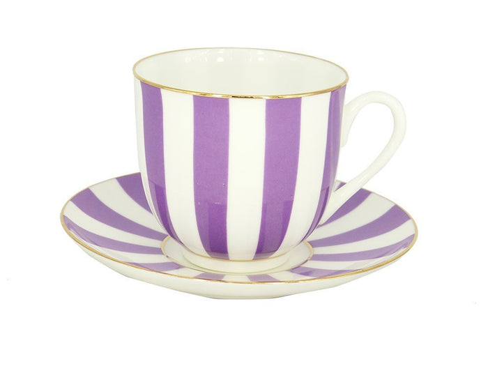 Lomonosov Porcelain Bone China Tea/Coffee Cup and Saucer Violet Yes and No 6 oz/180 ml