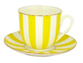 Lomonosov Porcelain Bone China Tea/Coffee Cup and Saucer Yellow Yes and No 6 oz/180 ml