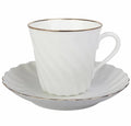 Lomonosov Porcelain Bone China Twist Tea Cup and Saucer Golden Edge 5.24 fl.oz/155ml