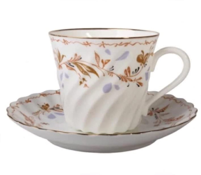 Lomonosov Porcelain Bone China Twist Tea Cup and Saucer Karelia 5.24 fl.oz/155ml